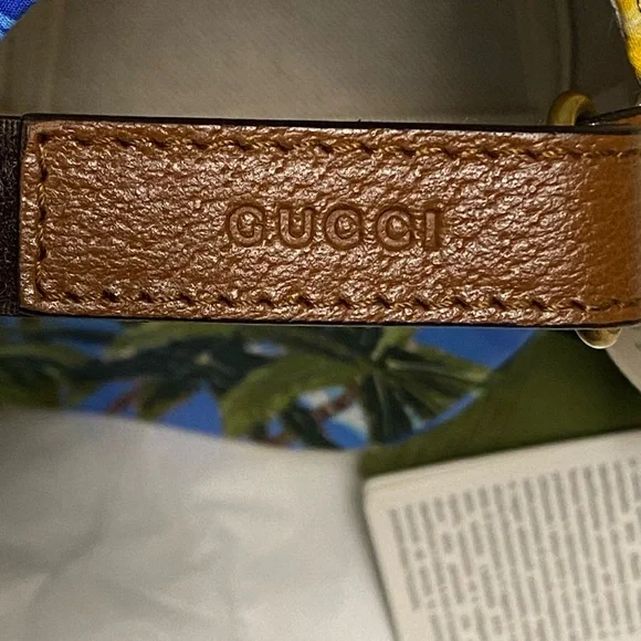 Gucci Blue Tropical Palm & Yellow Floral Baseball Cap - Picture 11 of 11